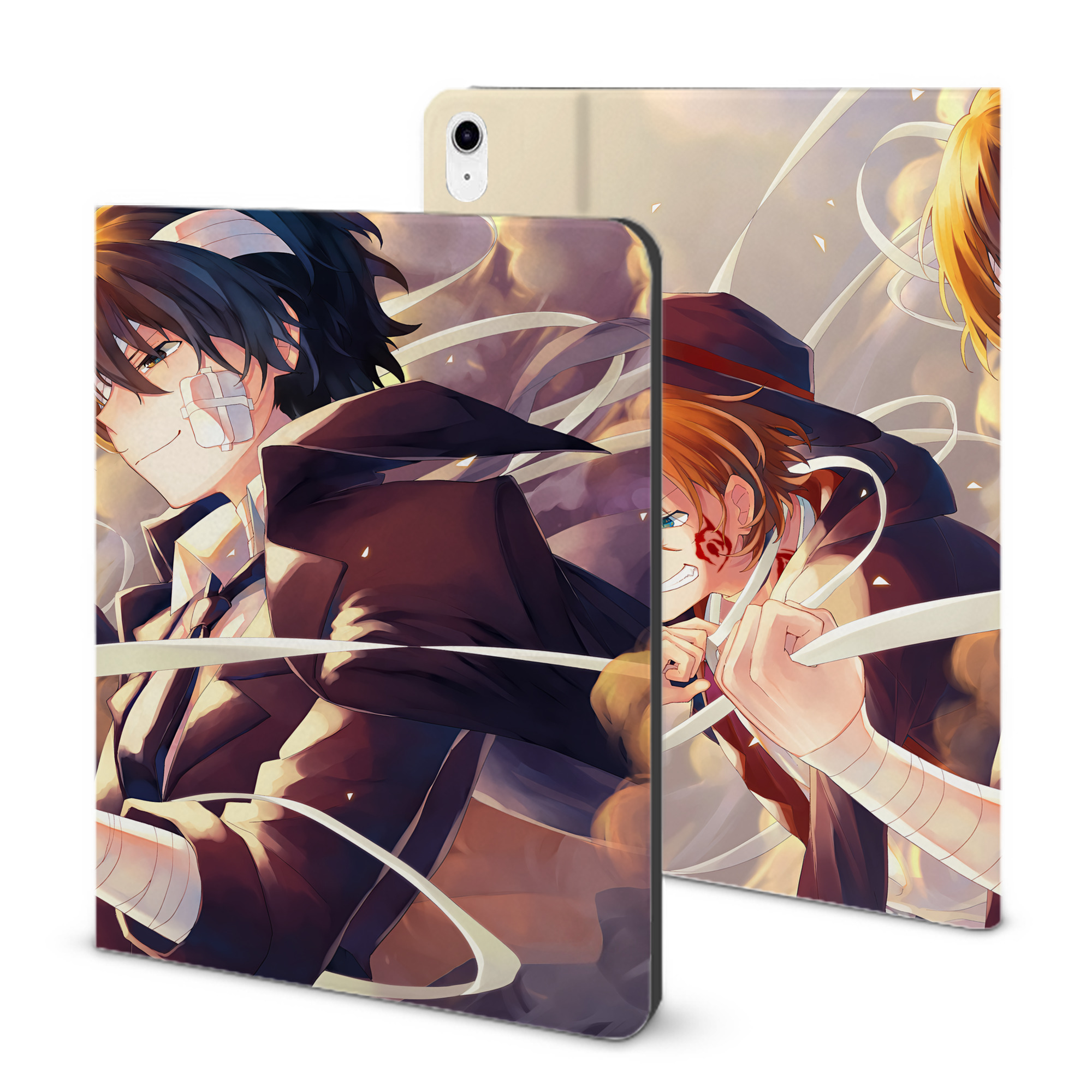 （画像用） 文豪ストレイドッグス Bungo Stray Dogs IPad ケース ブック型 PUレザー TPU 耐衝撃 軽量 薄型 ペン収納なし 全面保護 IPad 各モデル対応